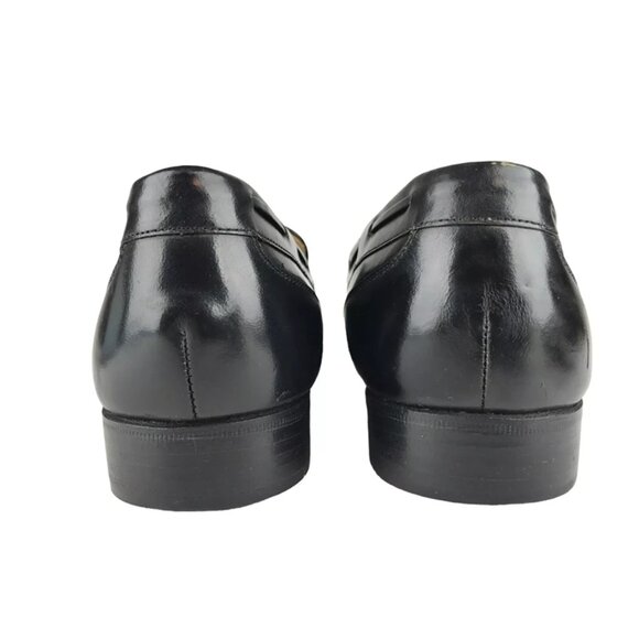 Jarman Mens Black Leather Almond Toe Slip On Block Heel Loafer‎ Shoes Size US 9D - Picture 5 of 10